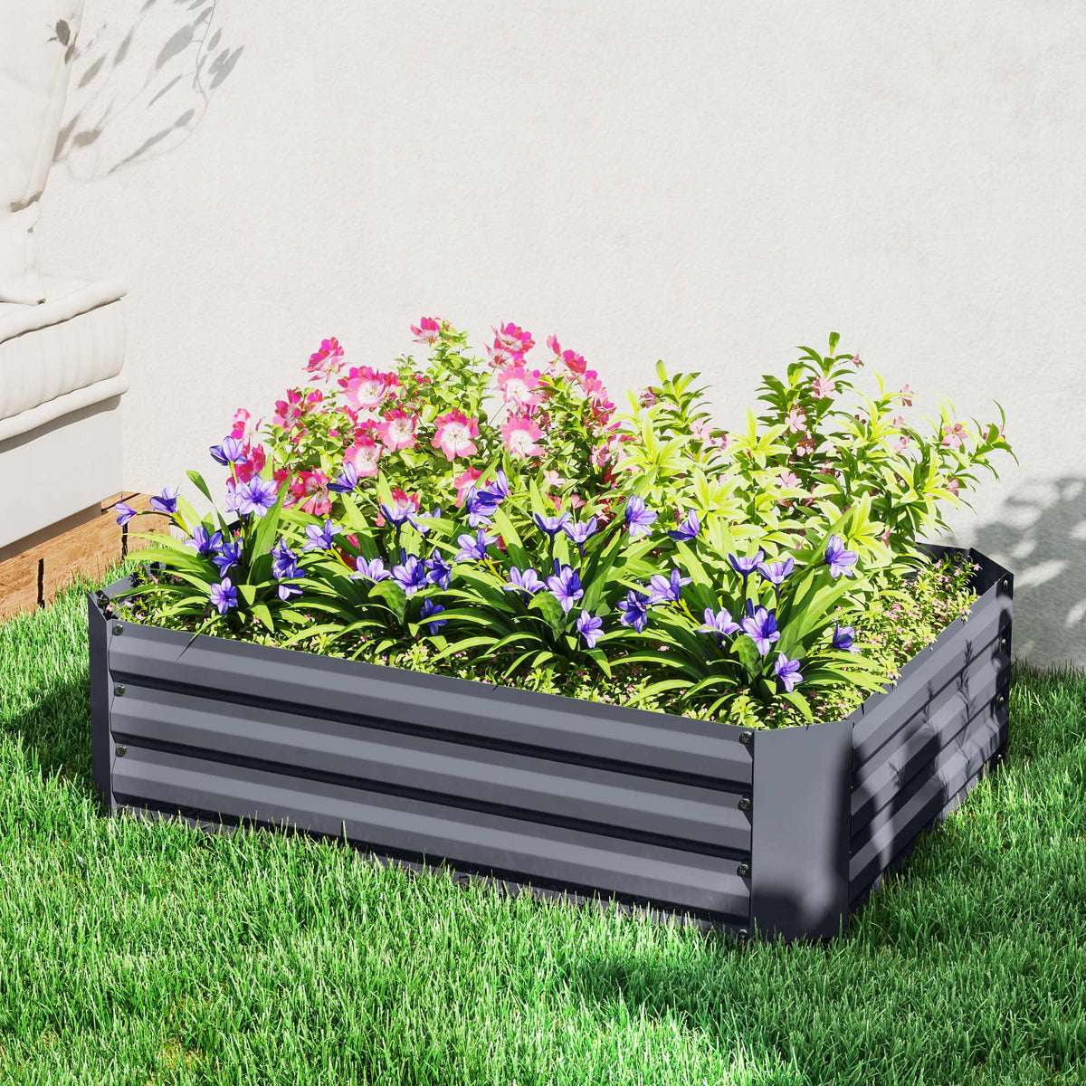 Galvanized Raised Garden Bed, 4' x 3' x 1' Outdoor Metal Planter Box, Raised Bed for Growing Flowers and Herbs