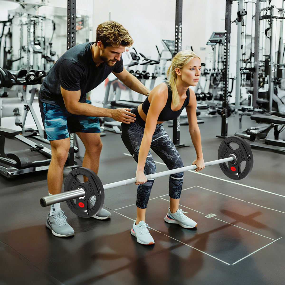 Weight Plates Set, 2-Inch Barbell Weights Set w/Tri-Grips for Home Gym Weightlifting and Strength Training, 2 x 11lbs