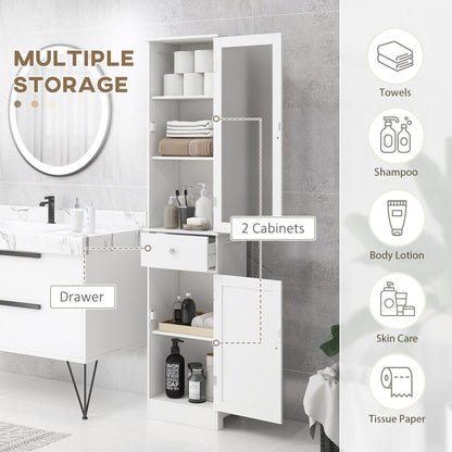 Tall Bathroom Cabinet, Bathroom Storage Cabinet with Drawers, 2 Doors and Adjustable Shelves, White