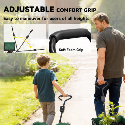 Steel Garden Cart, Utility Wagon Cart with Removable Liner, Quick-Release Sides, 10" Wheels, 660lbs Capacity
