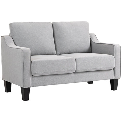Loveseat Sofa, Modern Couch with Pocket Spring, Linen Upholstered, Thick Padded, Beige