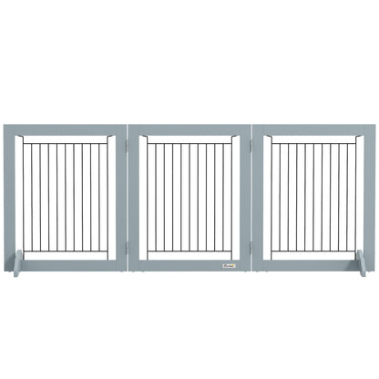 Freestanding Pet Gate, Folding Dog Gate with 2 Support Feet, 24" High, 3 Panels, for Small Dogs, Indoor Use - White