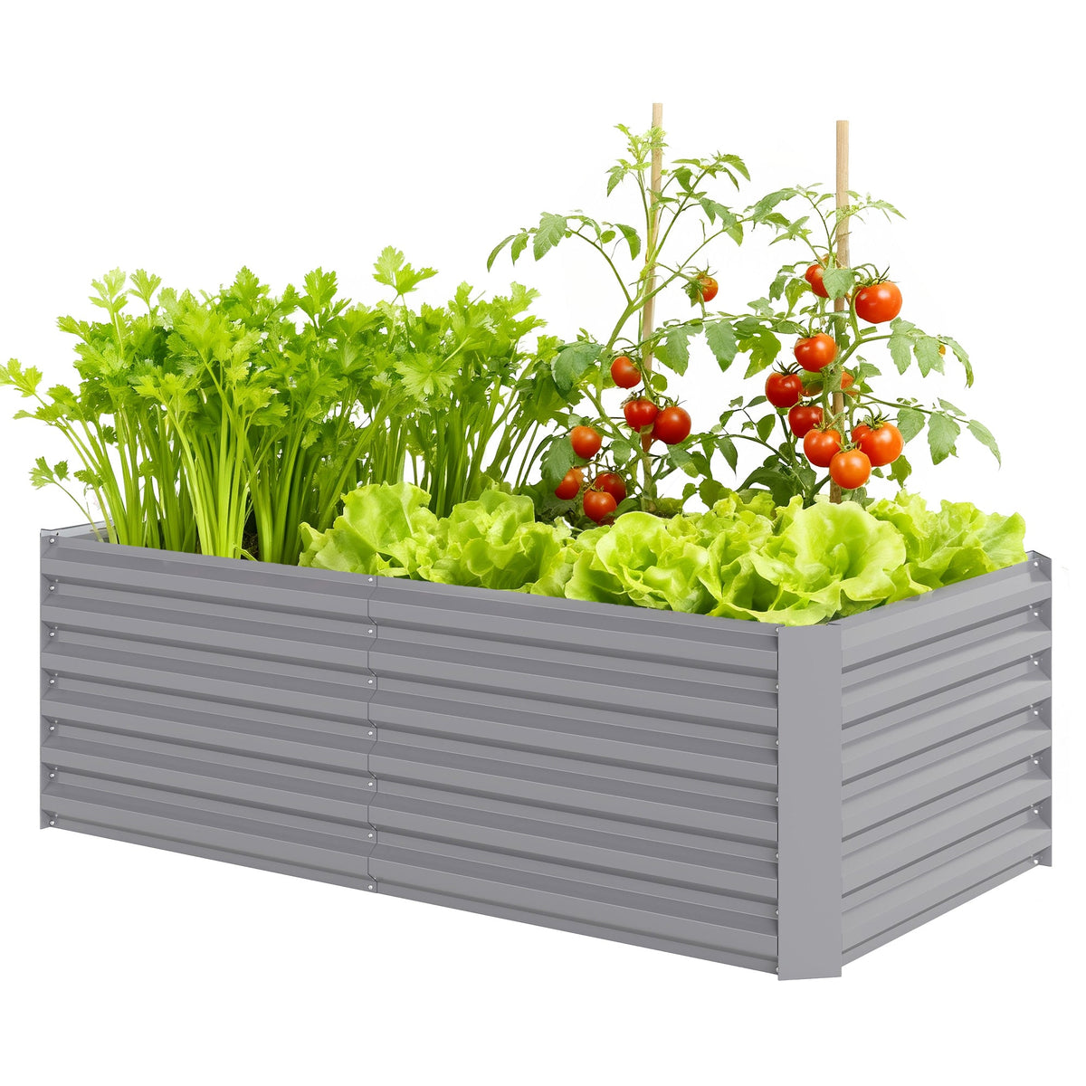 6' x 3' x 2' Raised Garden Bed, Galvanized Planter Box for Growing Flowers, Herbs and Vegetables, Brown