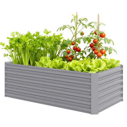 6' x 3' x 2' Raised Garden Bed, Galvanized Planter Box for Growing Flowers, Herbs and Vegetables, Brown