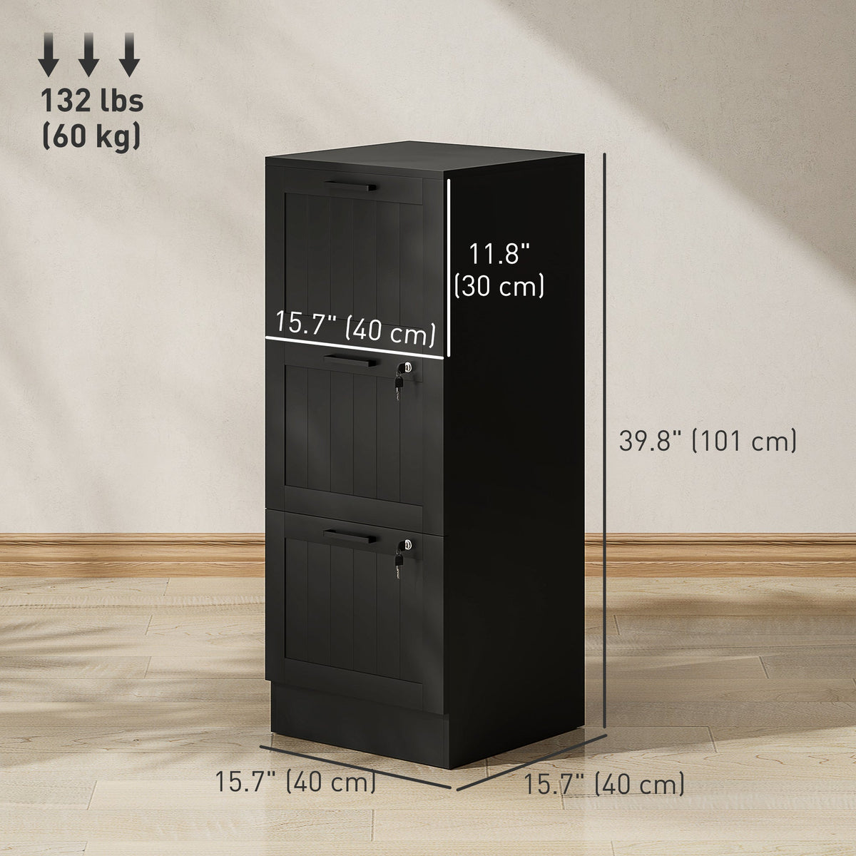 2 Drawer Filing Cabinet with Lock, Office Storage Cabinet with Adjustable Hanging Bars for A4 Letter Size Files, Black