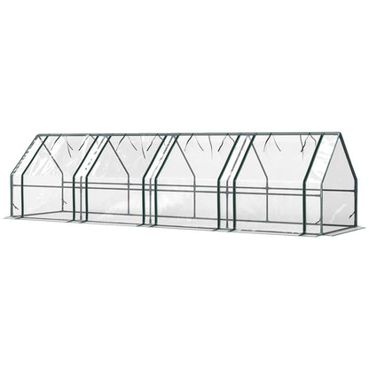 Portable Mini Greenhouse Tunnel Growing Tent Plants Flower Warm House w/ Zippered Roll-up Doors, Clear