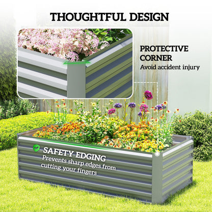6' x 3' x 2' Raised Garden Bed, Galvanized Planter Box for Growing Flowers, Herbs and Vegetables, Brown