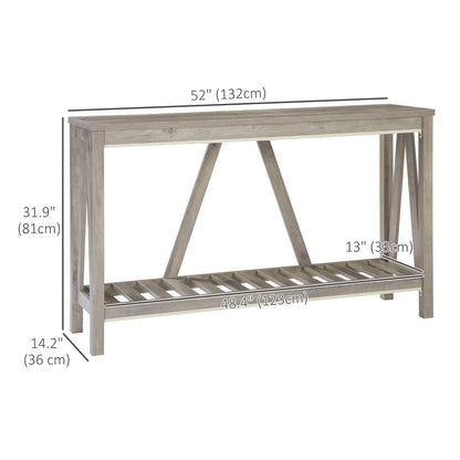 52" Console Table, Farmhouse Narrow Entryway Table with Storage Shelf, Rustic Sofa Table with Anti-tipper for Living Room and Hallway, Oak
