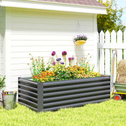 6' x 3' x 2' Raised Garden Bed, Galvanized Planter Box for Growing Flowers, Herbs and Vegetables, Brown