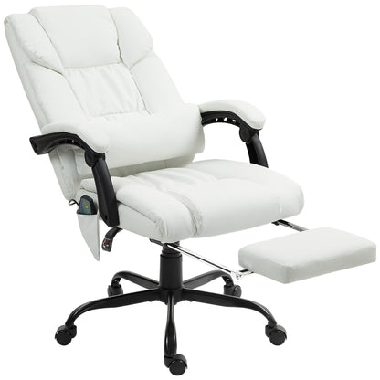 6-Point Vibration Massage Chair, Height Adjustable Reclining Computer Chair with Retractable Footrest, Black