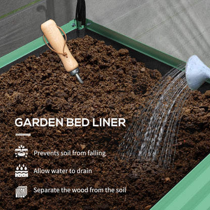 Raised Garden Bed with Cover, Metal Elevated Planter Box with Bottom Shelf and Liner, Black