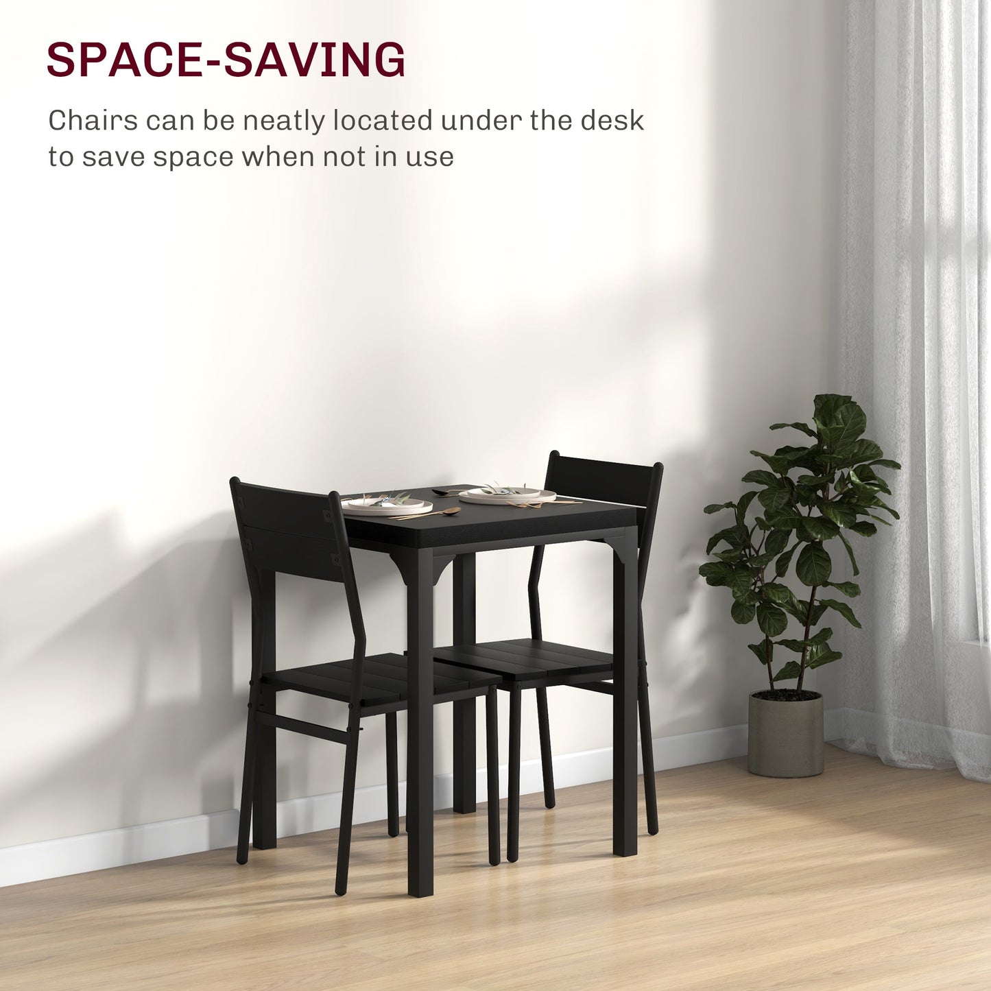 Kurt 3-Piece Dining Set for Small Spaces-Black