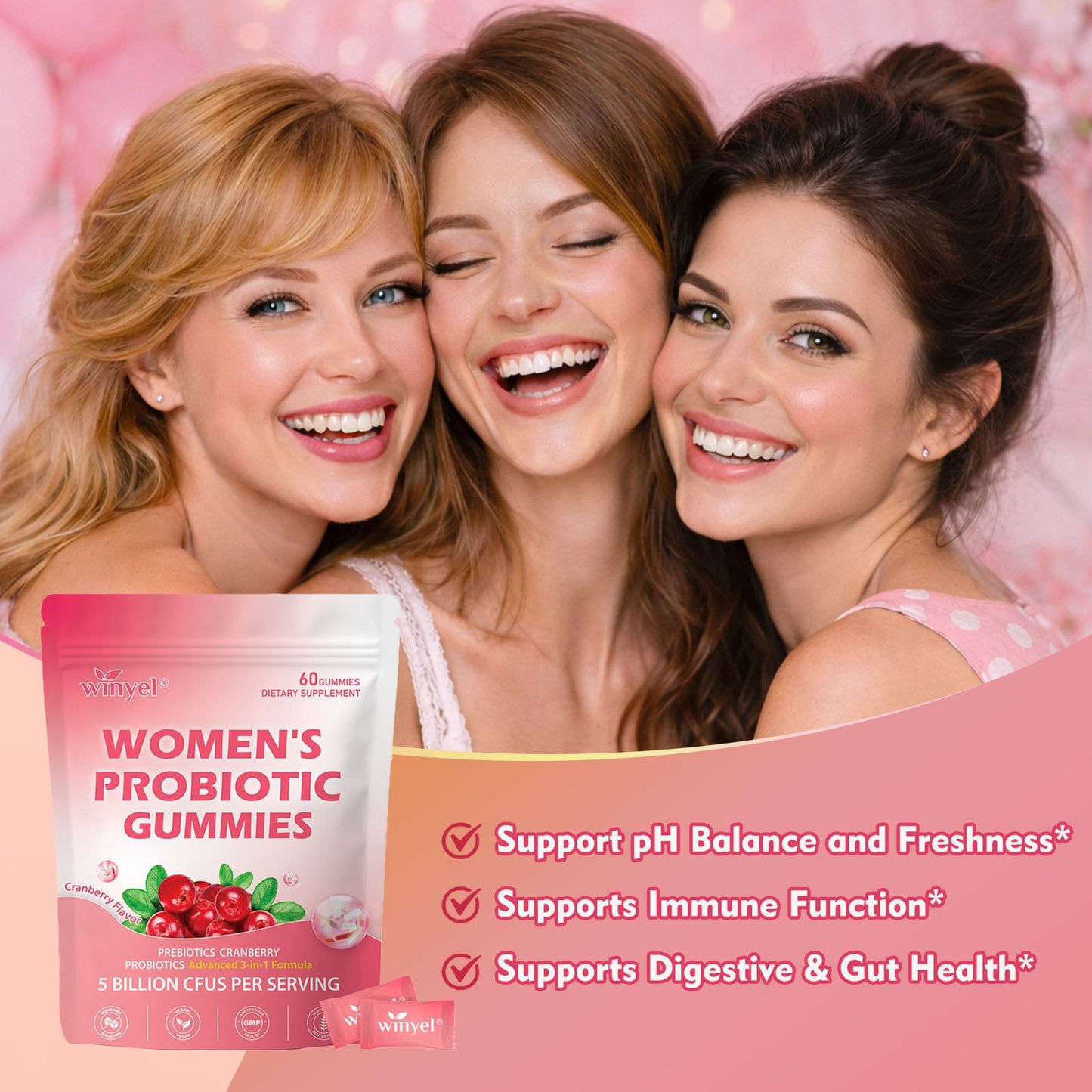 Women's Probiotic Gummies Cranberry Probiotic Gummies