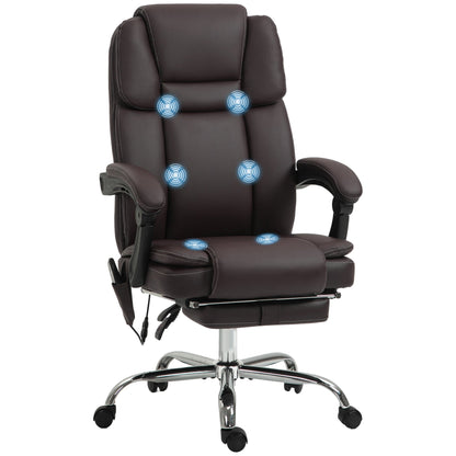 Massage Office Chair, Reclining Executive Office Chair with 6-Point Vibration, Footrest and High Back, Black