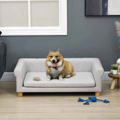 Modern Pet Sofa Cat or Medium Large Dog Bed W/ Removable Seat Cushion, Dark Grey