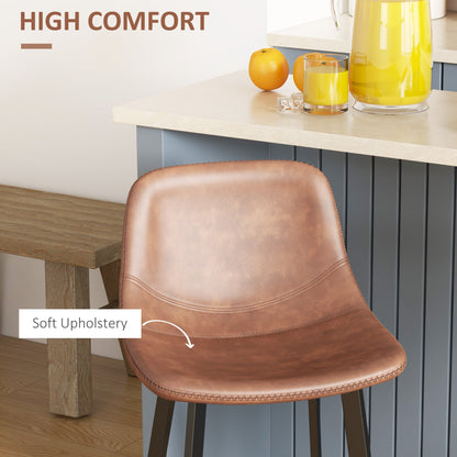 Andre Counter Height Stools with  Backrest and Steel Legs-Set of 2-Brown