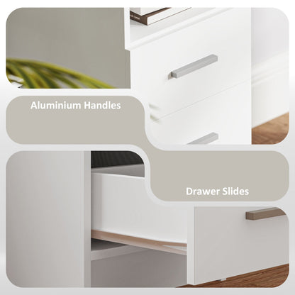 Computer Desk with Storage, 39" Home Office Desk with 3 Drawers nad Open Shelf, Writing Table for Bedroom, White