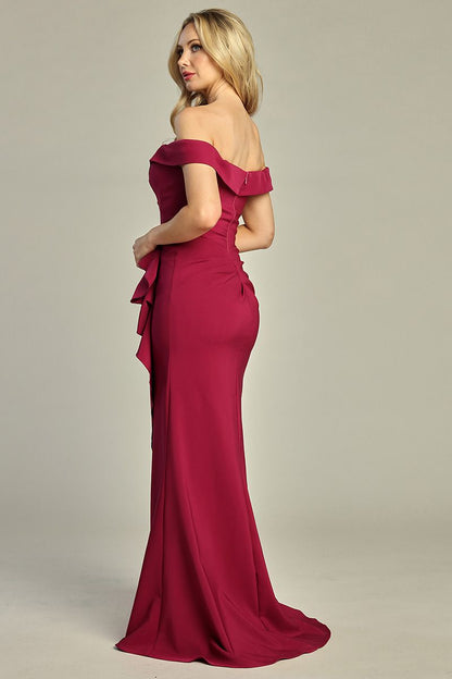 OFF THE SHOULDER SATIN  DRESS