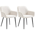Robbie Modern Dining Chairs Set of 2 with Armrest-Beige
