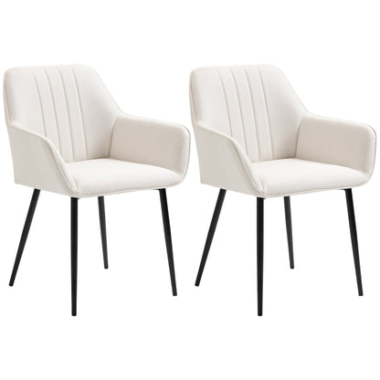 Robbie Modern Dining Chairs Set of 2 with Armrest-Beige