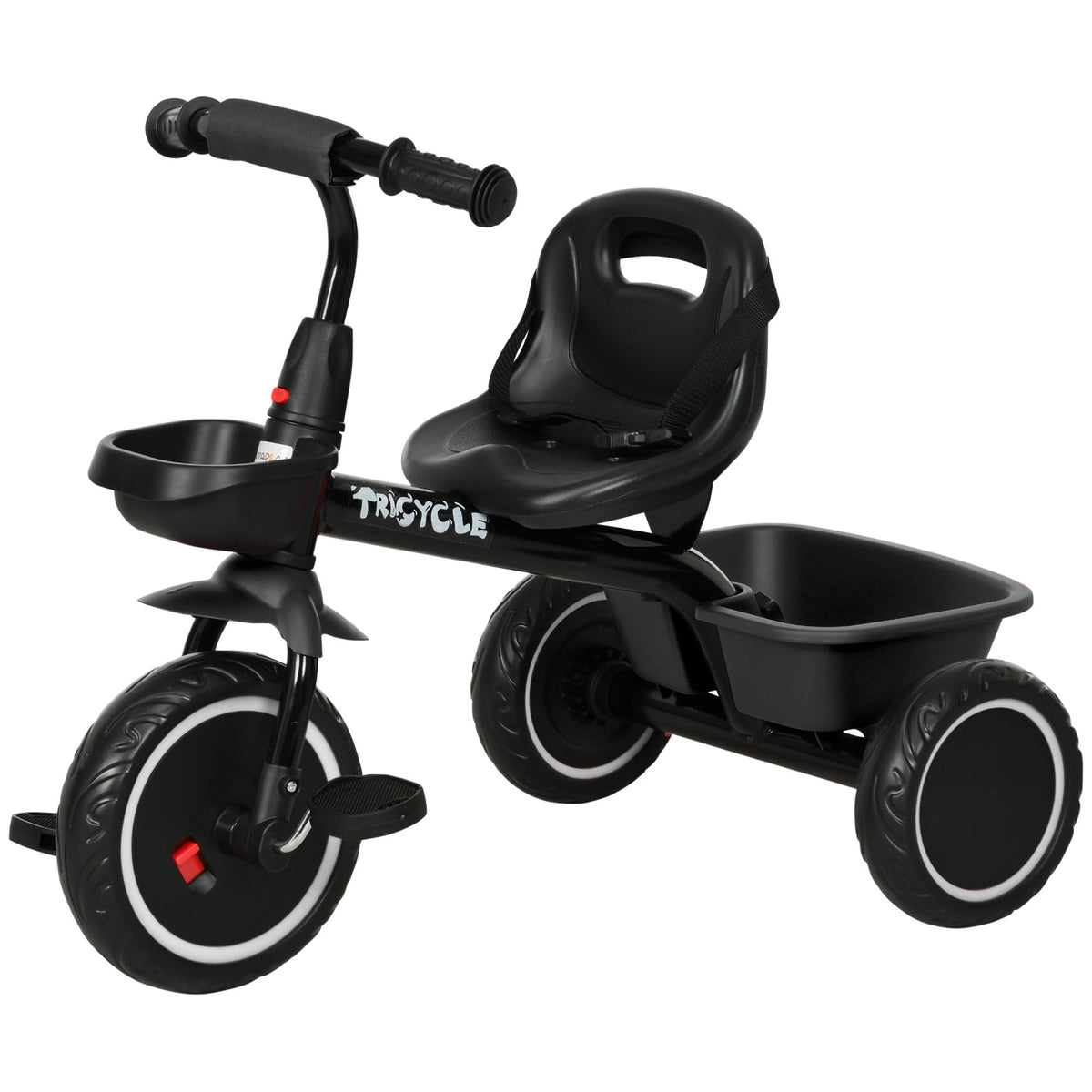 Large Kids Tricycle for Toddler 2-5 Year Old Girls and Boys, Toddler Trike Bike with Adjustable Seat, Safety Belt, Two Storage Baskets, Red