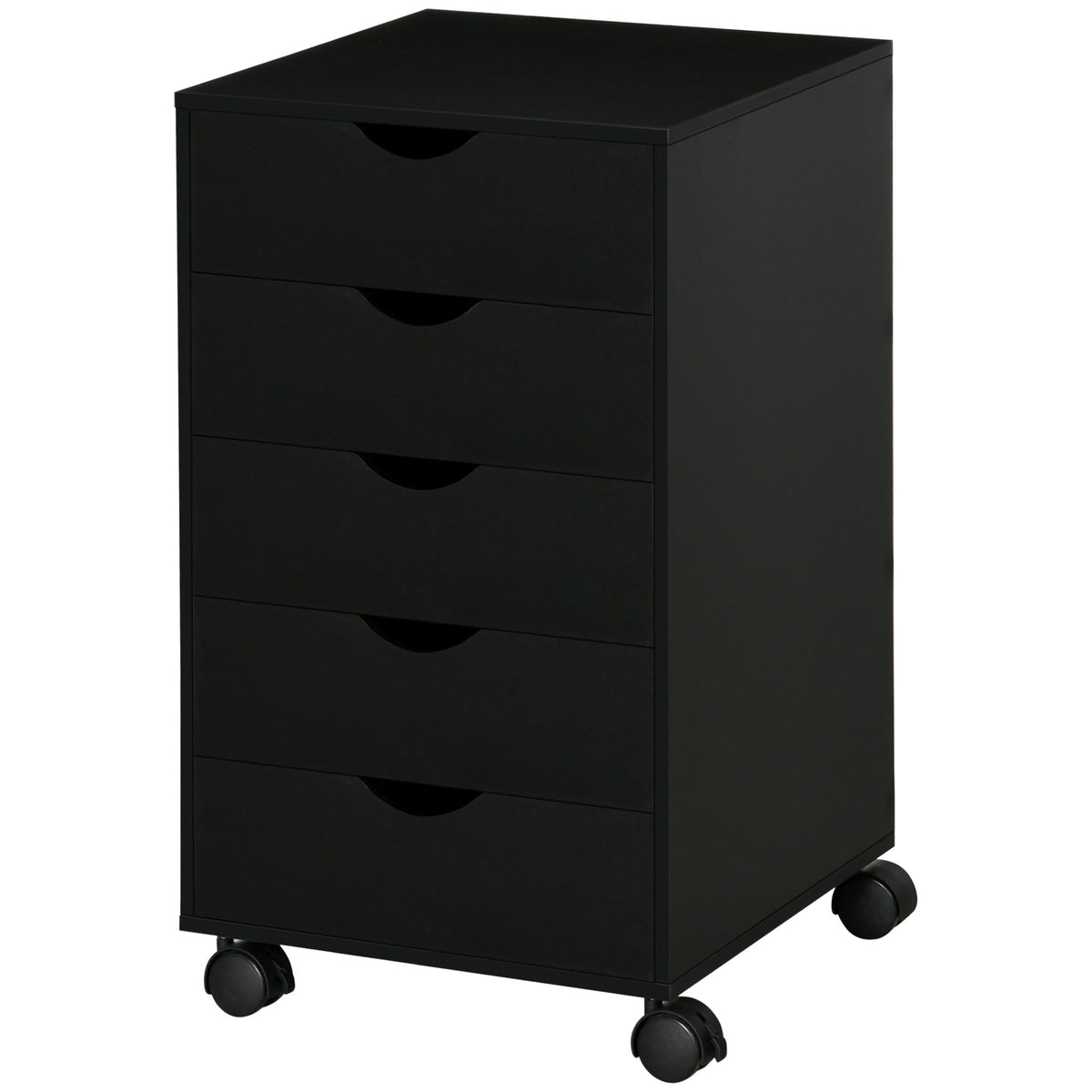 File Cabinet with 5 Drawer Wheels, 15.7" x 15.7" x 26.4", Black