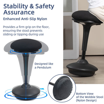 Swivel Standing Desk Chair, Backless Wobble Stool Chair, Adjustable Active Ergonomic Standing Stool with Rocking Motion