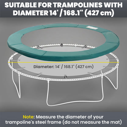 Trampoline Pad, 14FT Replacement Trampoline Safety Pad Mat Spring Cover, Water-Resistant, UV-Resistant, Tear-Resistant, No Holes for Pole, Blue