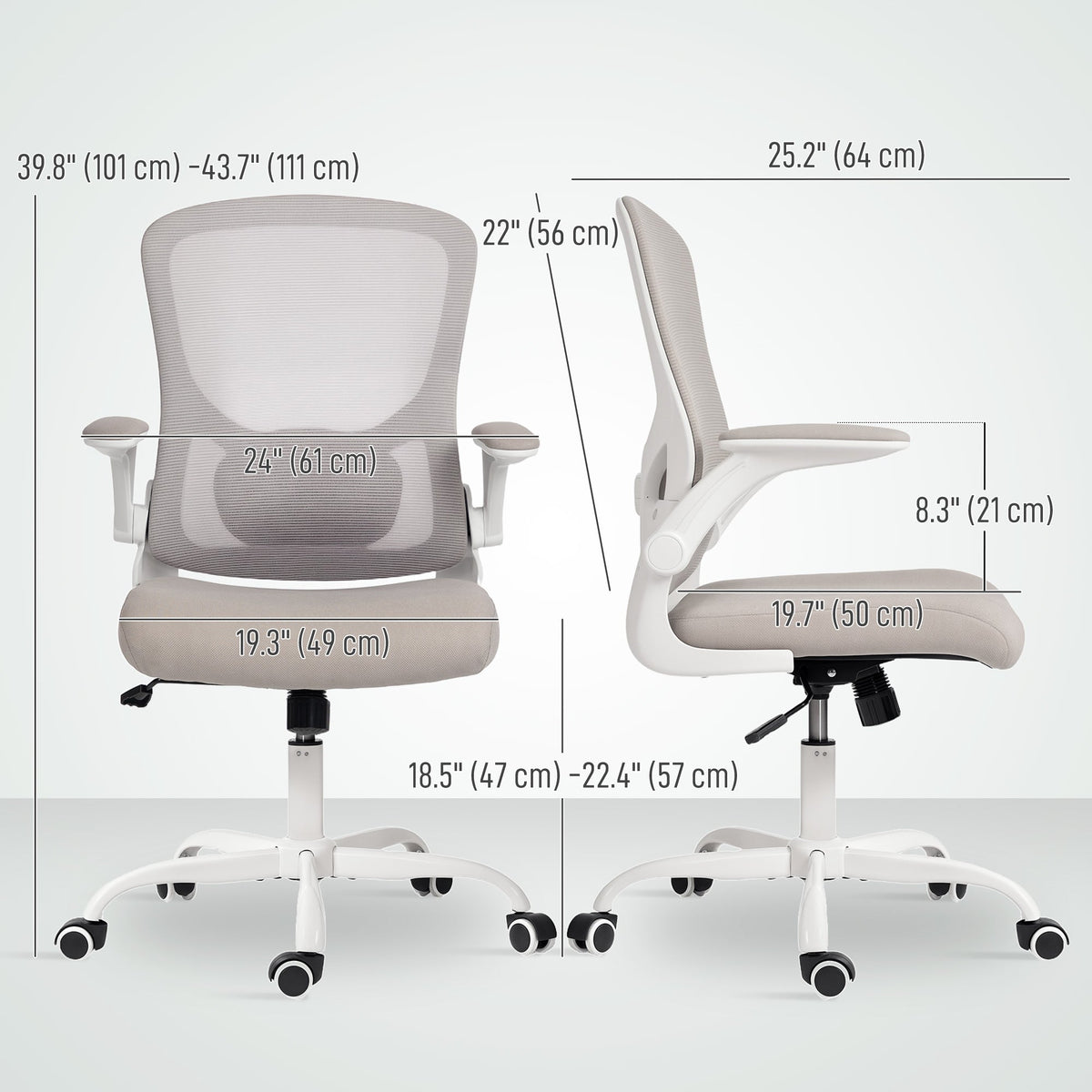 Ergonomic Mesh Office Chair with 4D Lumbar Support, Swivel Desk Chair with Flip-up Armrests, Tilt Function, Black