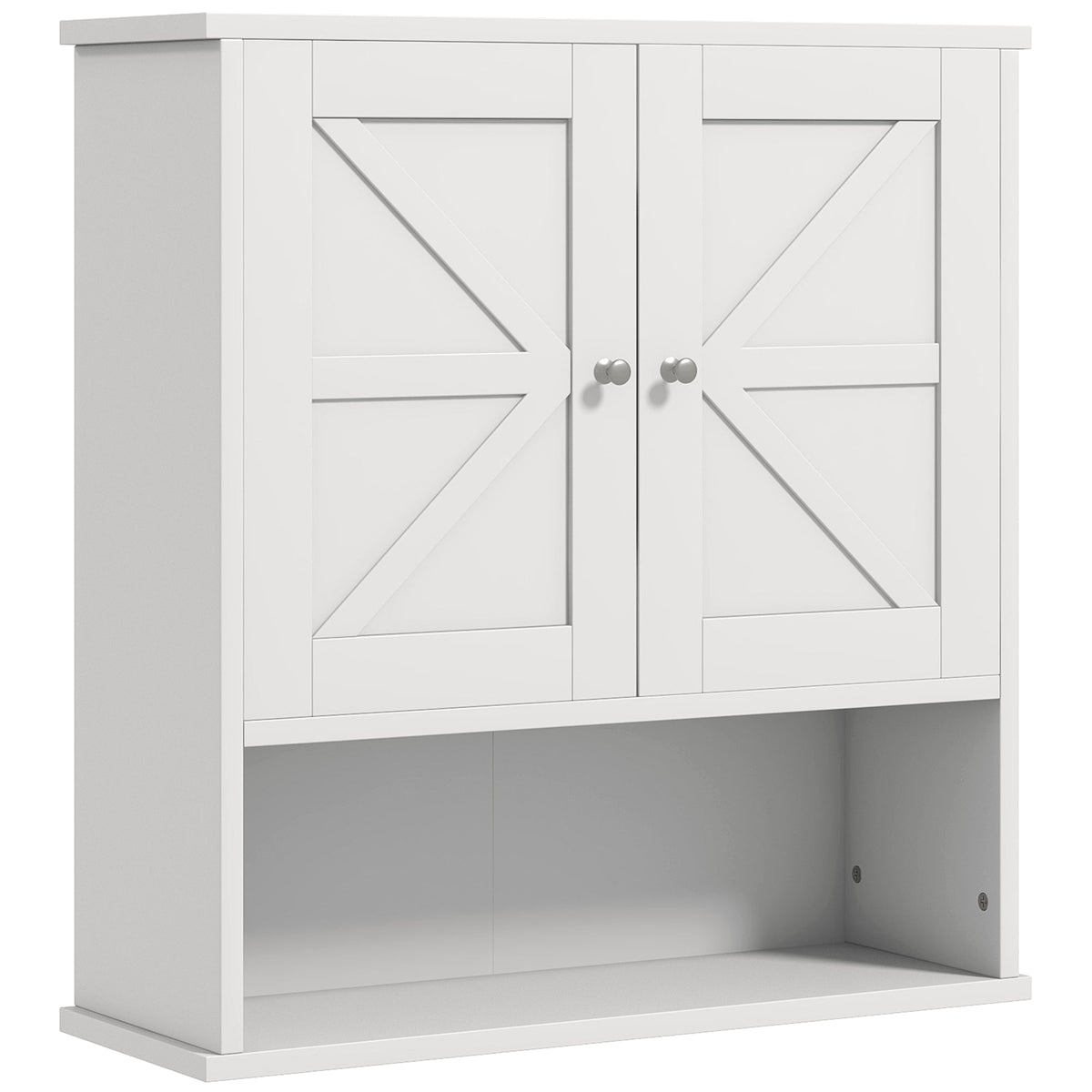 Farmhouse Bathroom Medicine Cabinet, Wall Cabinet with Barn Doors, and Adjustable Shelf for Laundry Room, Black