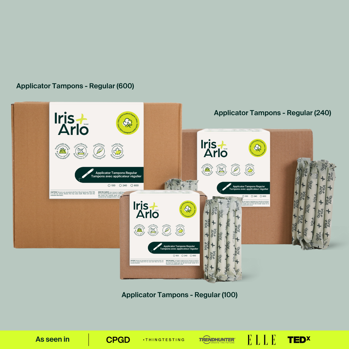 100% Organic Cotton Applicator Tampons