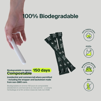 100% Organic Cotton Applicator Tampons