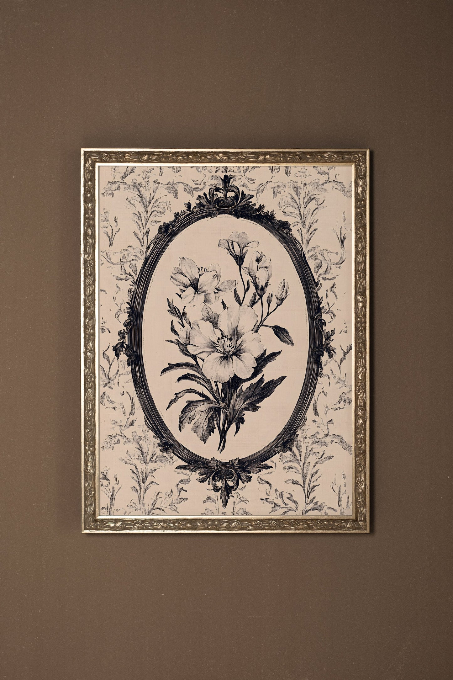 MÉMOIRE FLORALE, CADRE VINTAGE ARGENT