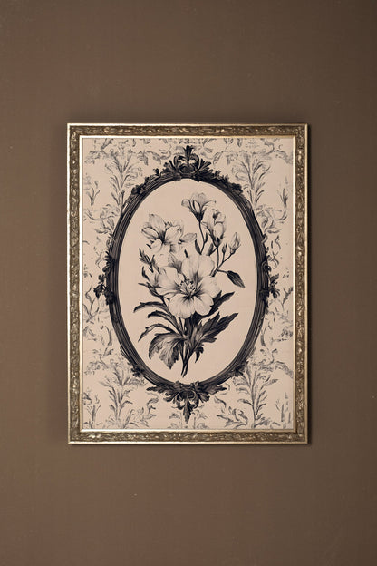 MÉMOIRE FLORALE, CADRE VINTAGE ARGENT