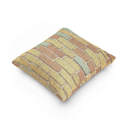 Pastel Brick Pattern Woven Pillow | Rustic Geometric Throw Pillow
