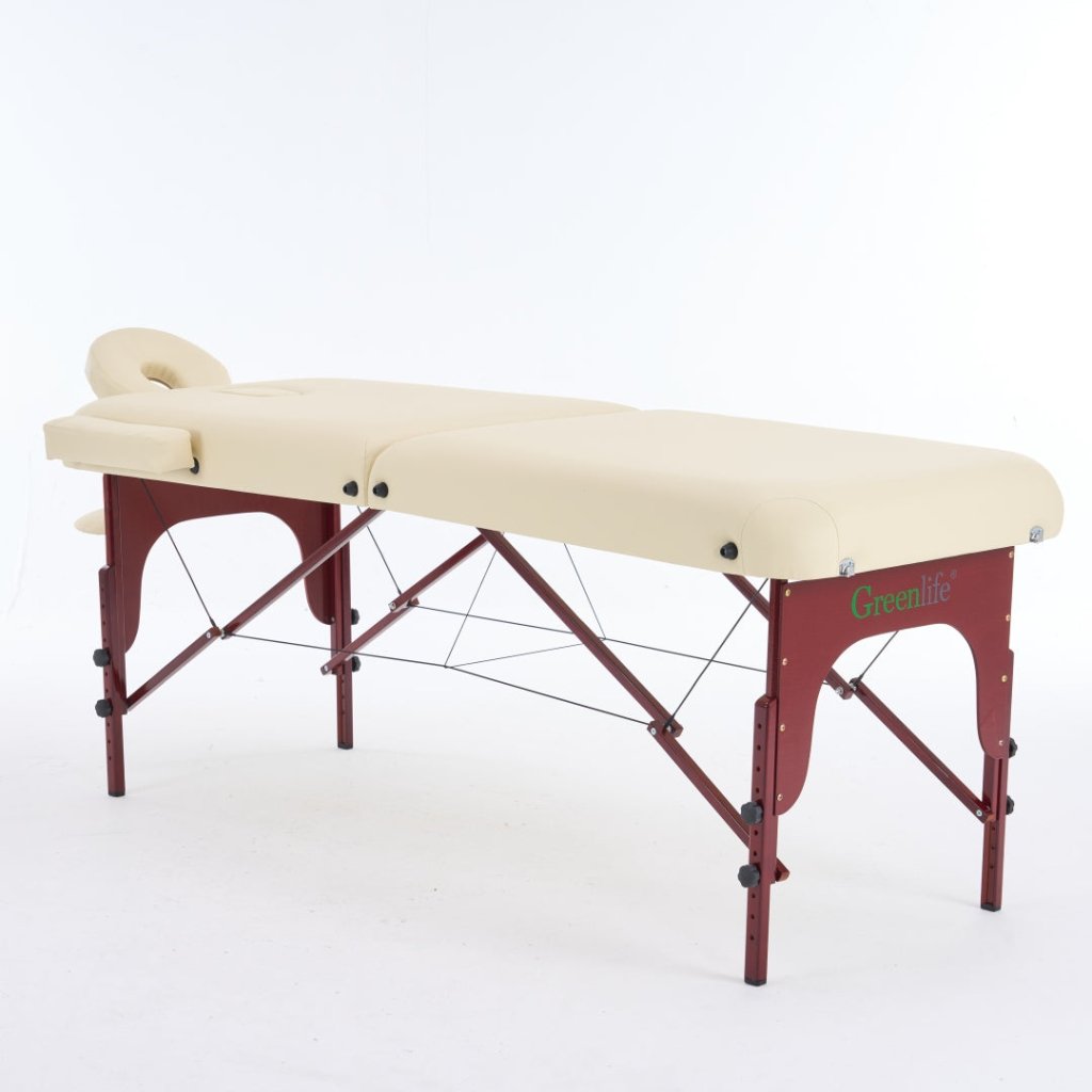 4" thick 2 Section Wooden Greenlife® master Portable Massage Table Black / Cream - MTW121