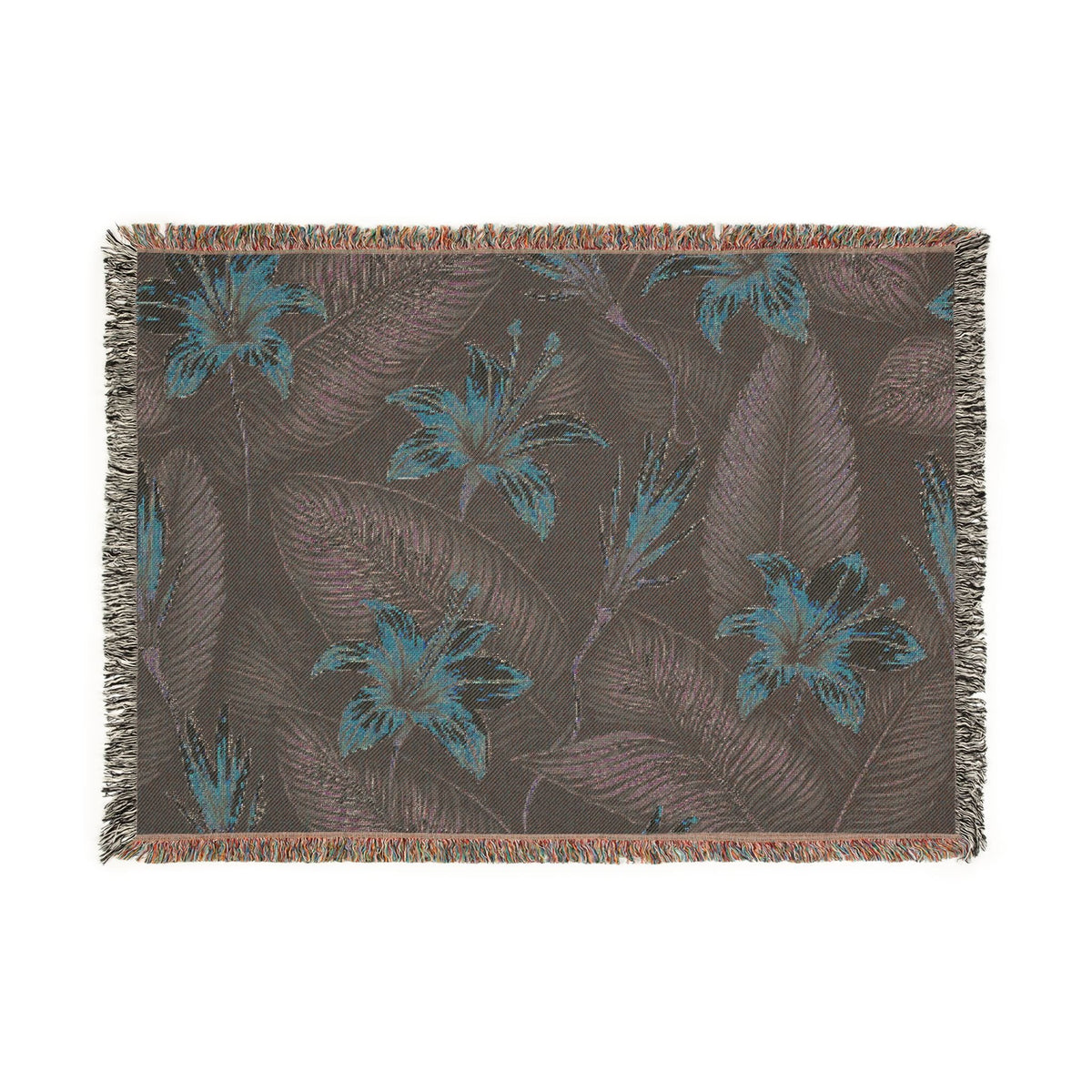 Tropical Lily Woven Blanket — Floral Throw for Living Room & Patio