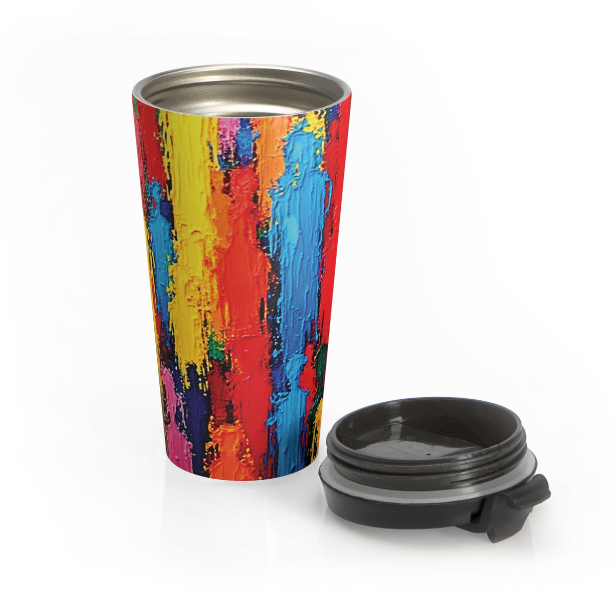 Colorful Abstract Paint Stroke Stainless Steel Travel Mug
