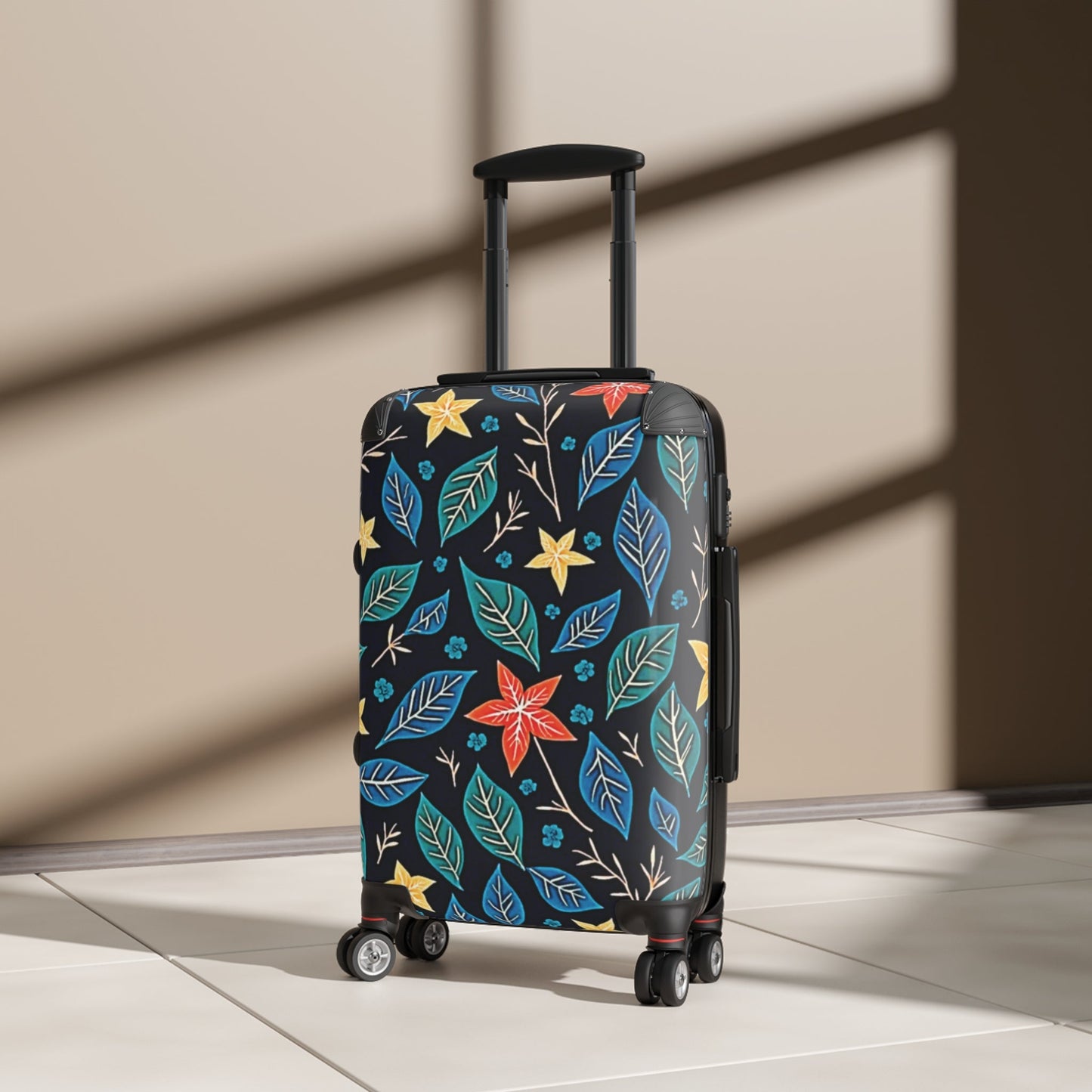 Floral Leaves Carry-On Suitcase – Colorful Tropical Travel Luggage