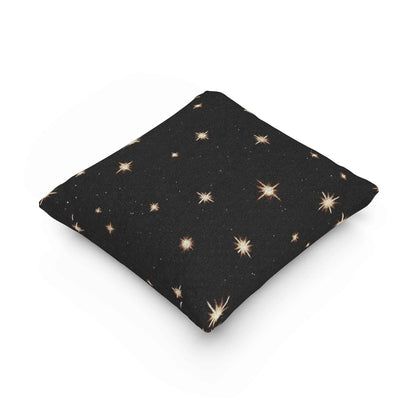 Starry Night Sparkle Woven Pillow | Black Cross-Stitch Stars