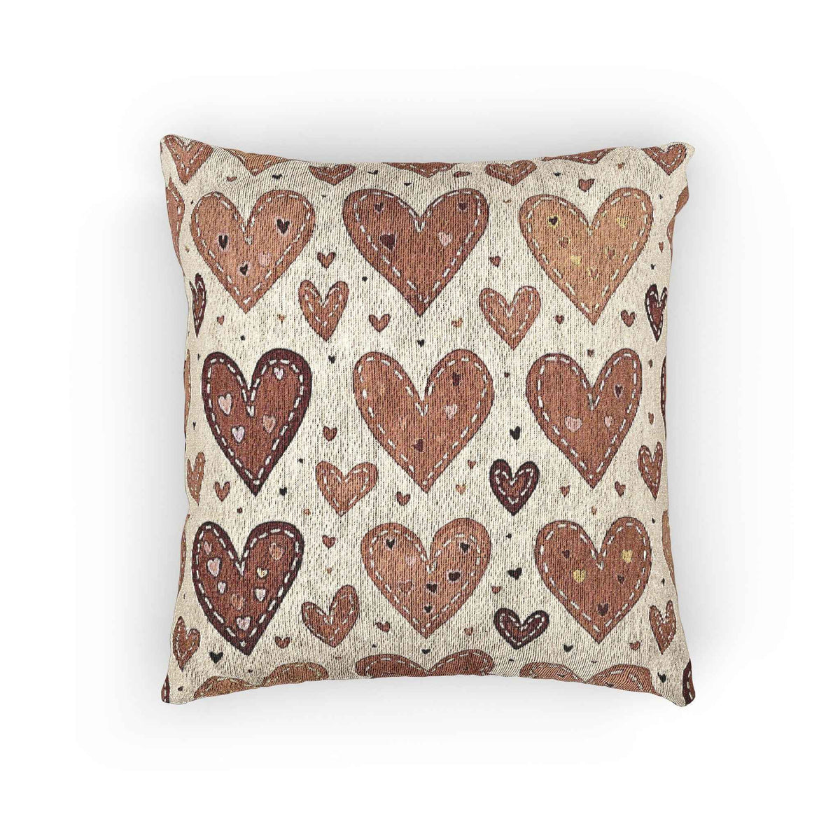 Neutral Heart Pattern Woven Pillow | Boho Heart Throw Pillow