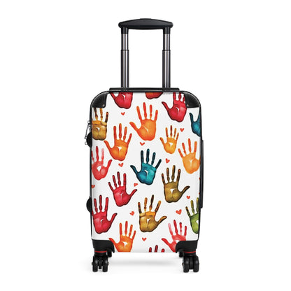 Colorful Handprint Suitcase – Kids Travel Luggage with Playful Palm Print