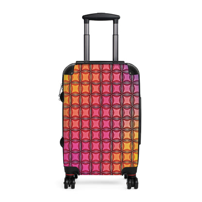 Colorful Geometric Tile Carry-On Suitcase — Vibrant Gradient Travel Luggage