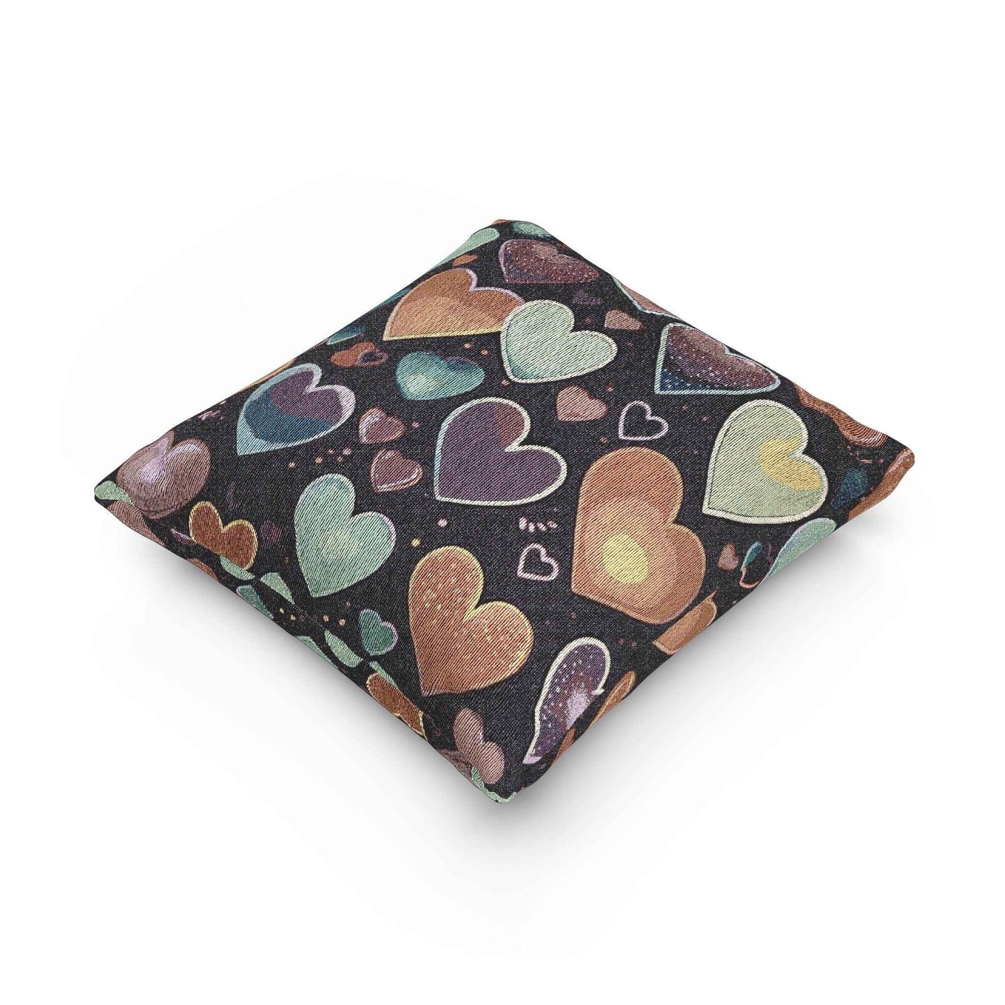 Pastel Heart Pattern Woven Pillow | Heart Throw Pillow, Boho Home Decor