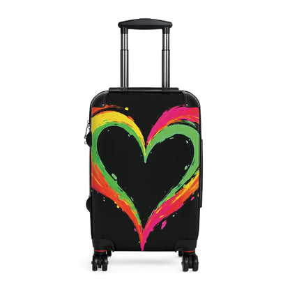 Colorful Heart Suitcase – Neon Paint Heart Carry-On Travel Luggage
