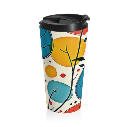 Colorful Leaf Pattern Stainless Steel Travel Mug | Floral Abstract Tumbler