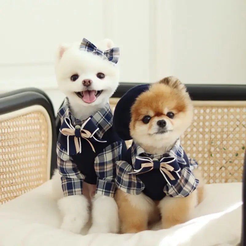 Plaid School Uniform Set | Dog Outfit Set