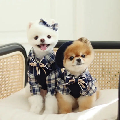 Plaid School Uniform Set | Dog Outfit Set