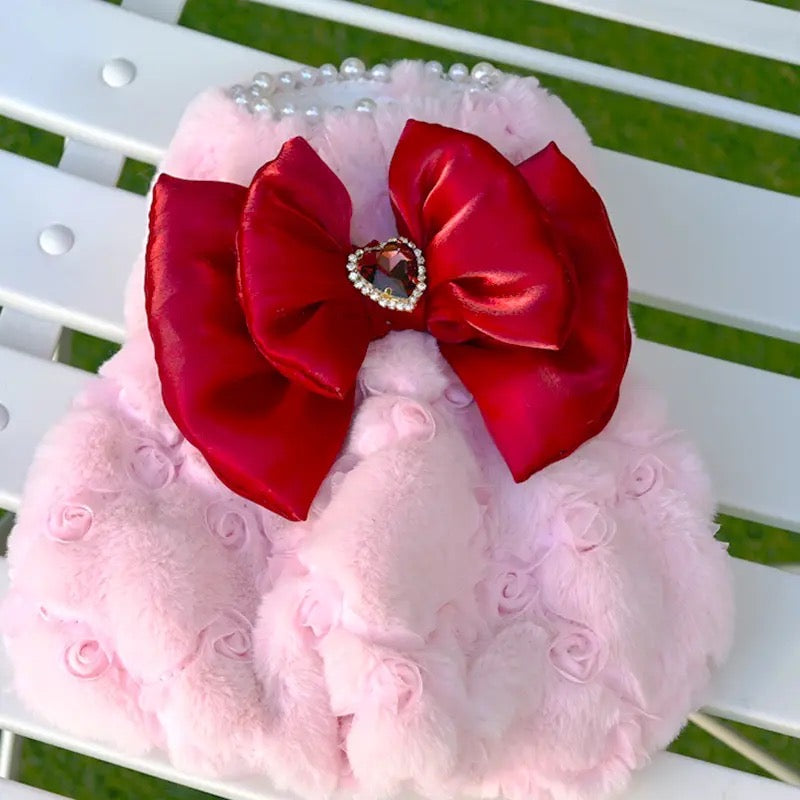 Be My Valentine Fuzzy Dog Coat Set | Valentine Occasion Dog Outfit