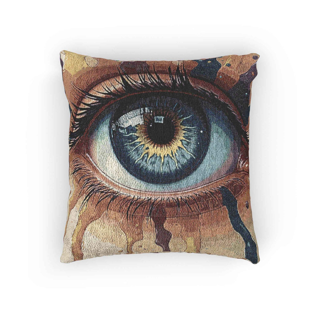 Blue Eye Artwork Woven Pillow | Surreal Eye Tapestry Throw Pillow